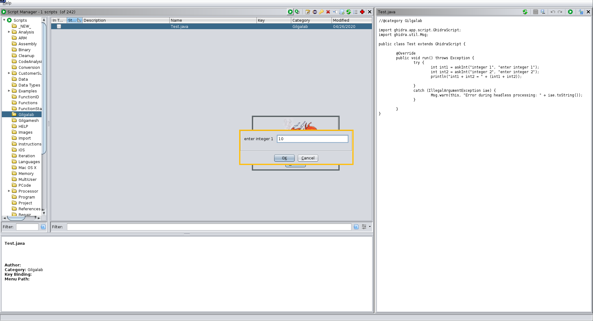 Running the test script